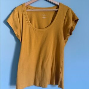 Pilcro Mustard Short Sleeve Scoop Neck Tee